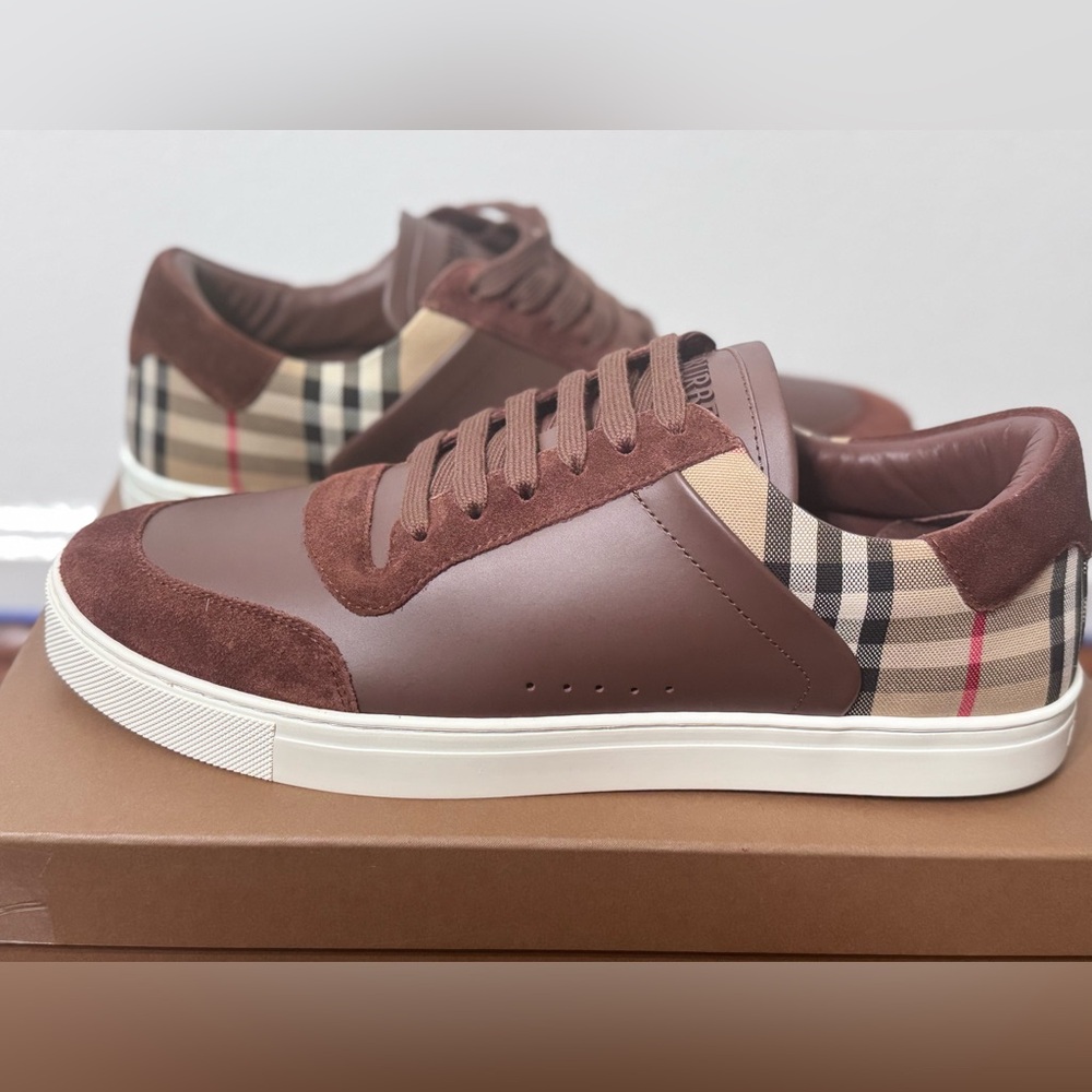 Burberry Leather Suede And Check Sneakers size UK 44/US 11